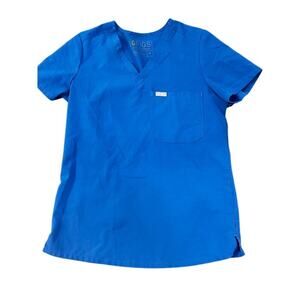 EUC Figs bright blue scrub top size XS nurse medical